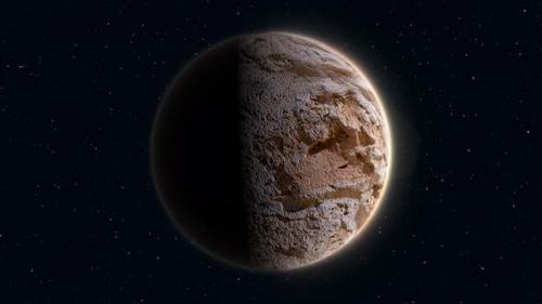 Videohive - Abstract realistic space planet with a stone relief surface in space - 47955682 - 47955682