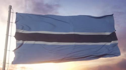 Videohive - Realistic Flag of Botswana National Botswana Flag Africa Botswana Waving Flag in Blue Sky - 47957536 - 47957536