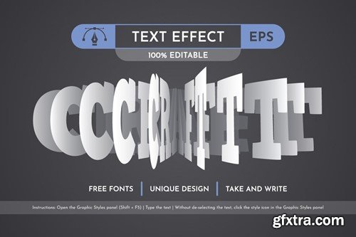 Paper Bend - Editable Text Effect, Font Style FSH8MB9