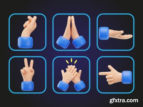 Hand Gesture 3D Icon Pack Ui8.net