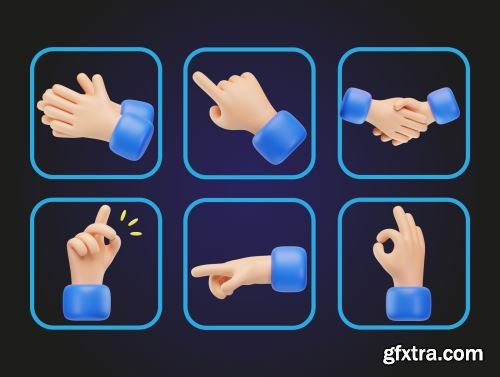 Hand Gesture 3D Icon Pack Ui8.net