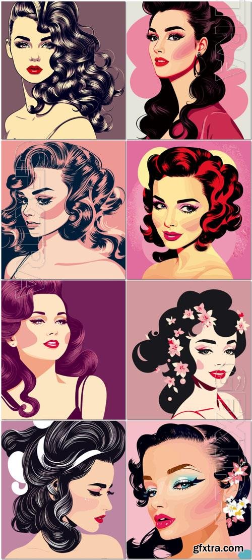 Vector woman 50s look illustration 6xEPS