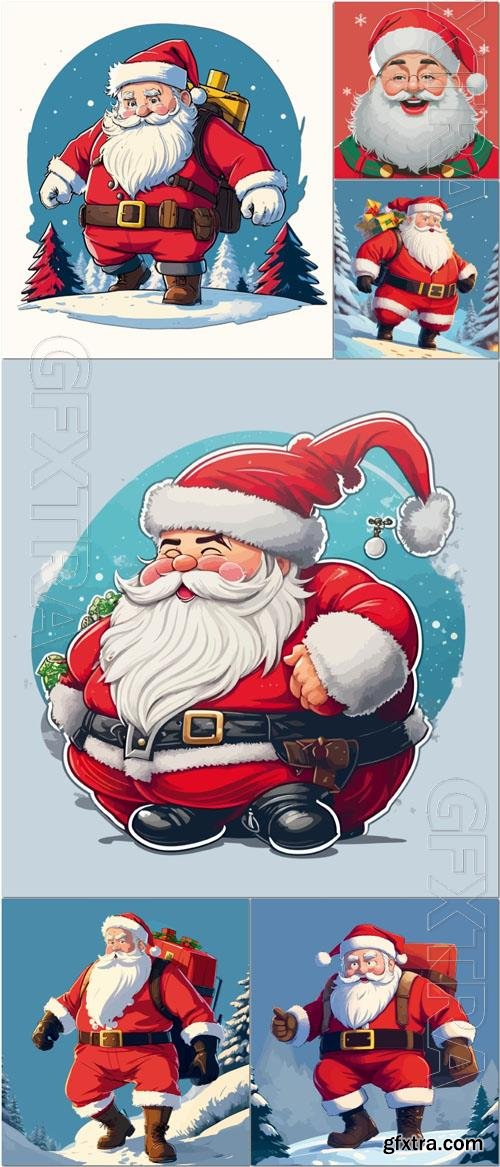 Fat Cute Santa Claus Vector Illustration 6xEPS