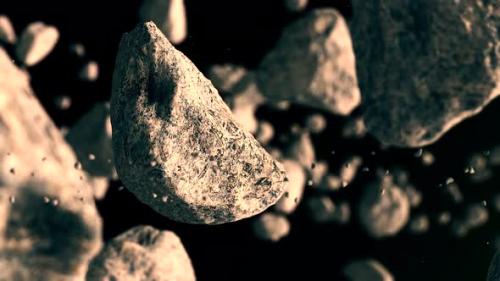 Videohive - Amazing asteroids field, beautiful cinematic flight through dark deep space asteroid field with star - 48025542 - 48025542