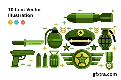 Military Elements Vector Illustration 7GFA8JV