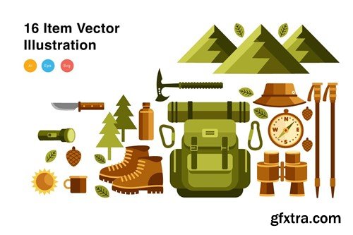 Hiking Elements Vector Illustration W3VPPW6