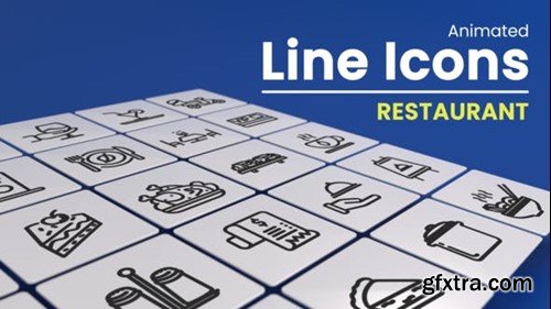 Videohive 50 Animated Restaurant Line Icons 48137388