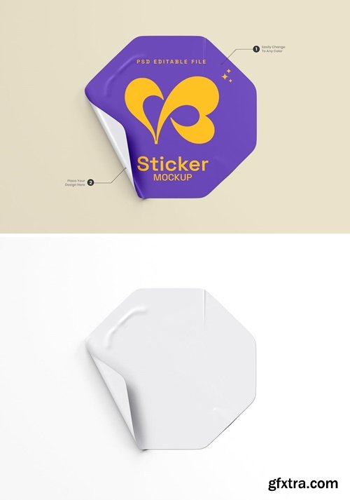 Octagonal Adhesive Sticker Mockup QKLJ62K Octagonal Adhesive Sticker Mockup QKLJ62K