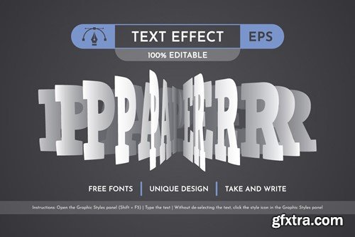 Paper Bend - Editable Text Effect, Font Style FSH8MB9