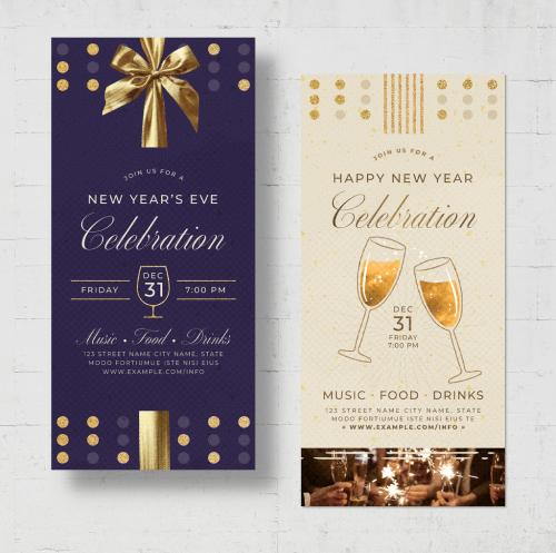 Thin NYE New Year Flyer DL Card with Purple Gold Accents 638358819