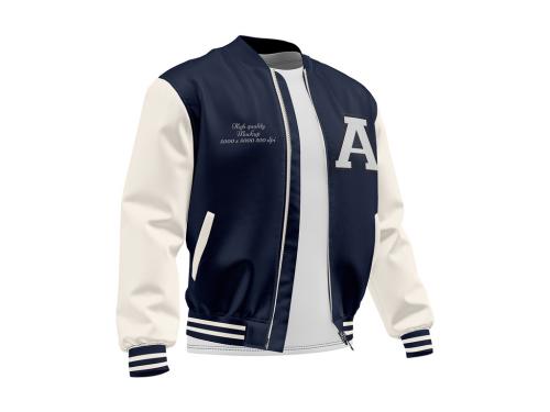 Bomber Jacket with T-Shirt Mockup - Half Side View 638112761