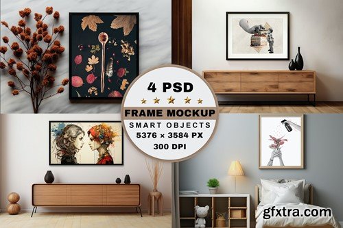 4 PSD Black & White Frame Mockup M4GE984