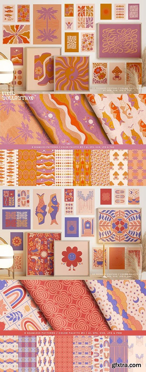Vivid Posters Pattern Collection Groovy Boho AHUWVT8