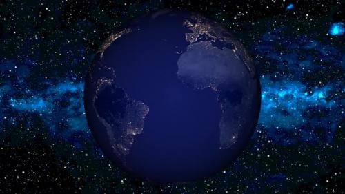 Videohive - Night earth planet always rotating on globe space seen from 3D object alpha - 48044586 - 48044586