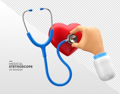 Premium PSD | Realistic medical stethoscope 3d render icon Premium PSD