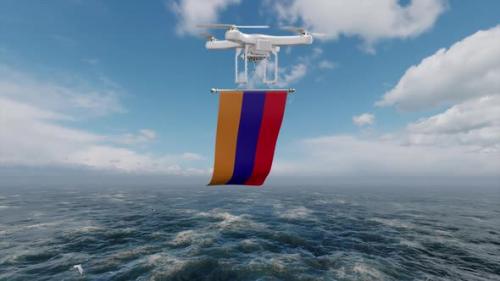 Videohive - Drone Flying Over Ocean With Armenia Flag - 48046064 - 48046064