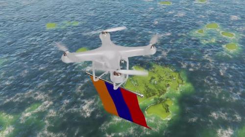 Videohive - The Drone Flying With Armenia Flag Above The Sea - 48046071 - 48046071