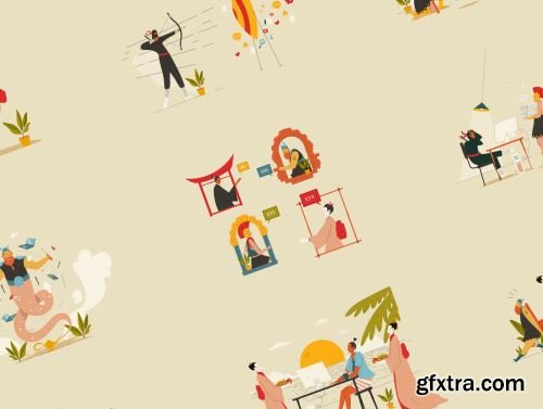 Office Work - Heritage Illustration Ui8.net