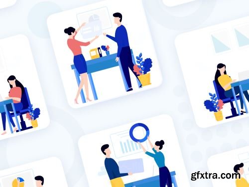 Illustration Work & Office KIT Ui8.net