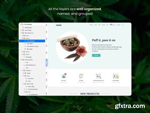 Oasis - Marijuana eCommerce Sketch Template Ui8.net