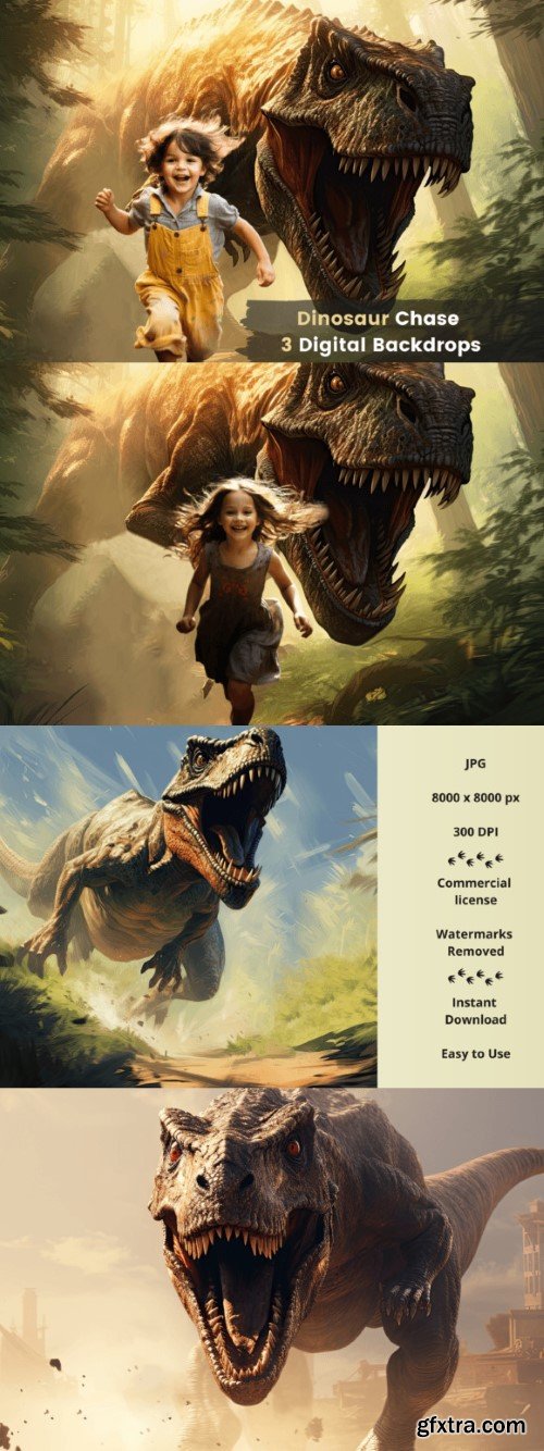Dinosaur Chase Digital Backdrops