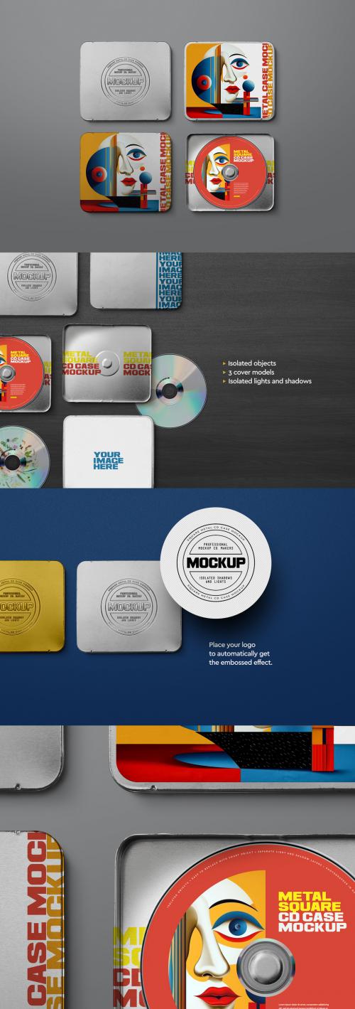CD Case Mockup Metal Square Tin 650613169