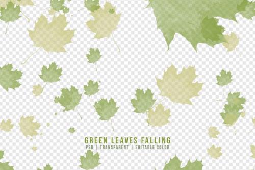 Premium PSD | Falling green and dry leaves isolated on transparent background Premium PSD