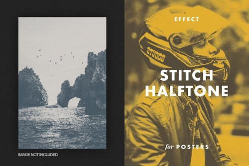 Premium PSD | Stitch halftone photo effect for posters Premium PSD