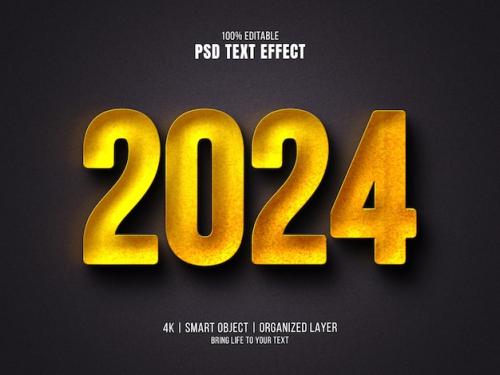 Premium PSD | 2024 happy new year editable text effect Premium PSD