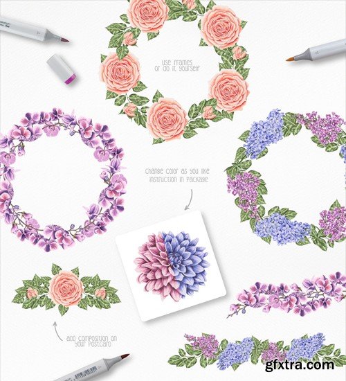 Flower Power Marker Illustrations Flowers Floral YX67ZZL