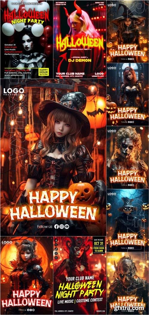 Happy halloween psd poster design vol 3