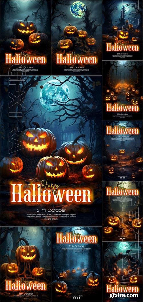 Happy halloween psd poster design vol 2