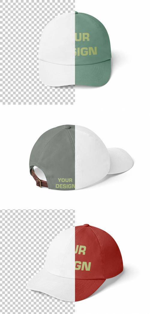Baseball Hat Mockup with 3 Views and Customizable Colors 649467127