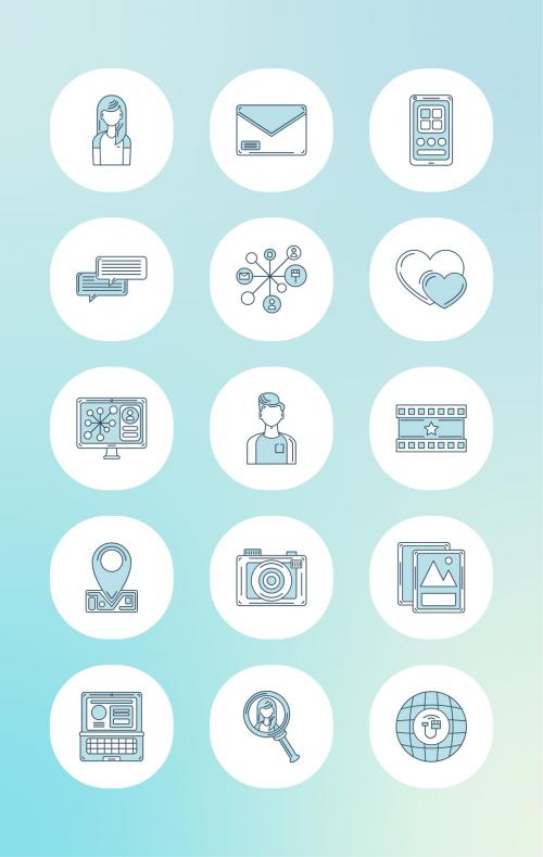 Sky Blue Social Media Icon Set 646565931