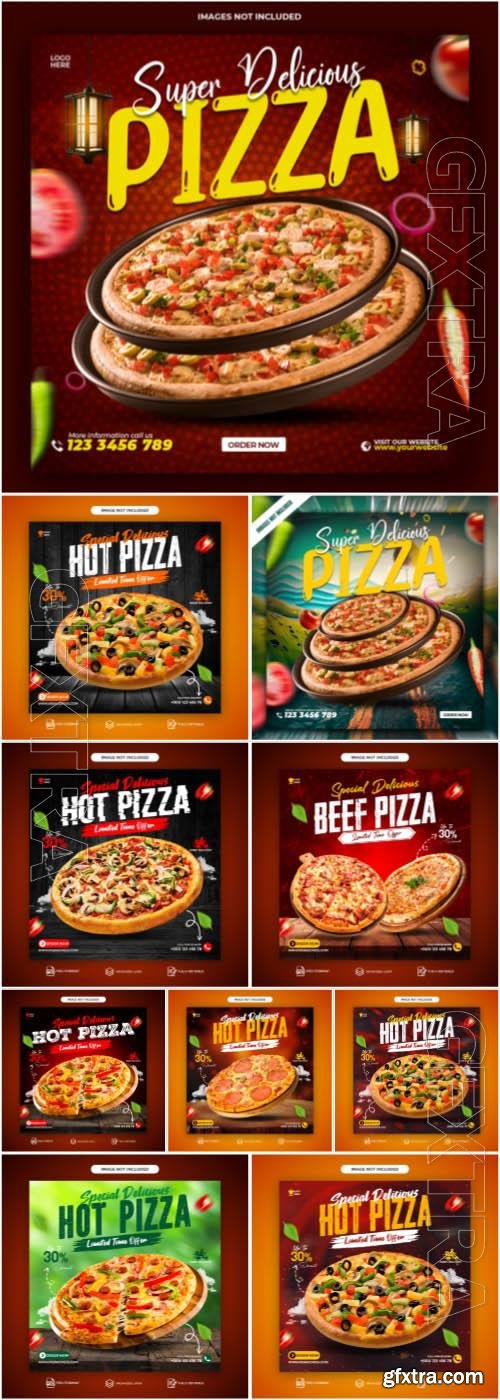 PSD food social media banner, pizza psd