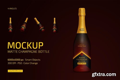 Matte Champagne Bottle Mockup Set UC56BPN
