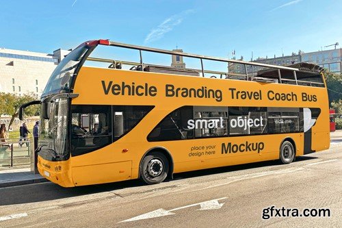 Vehicle Branding Travel Coach Bus Mockup CX894TP