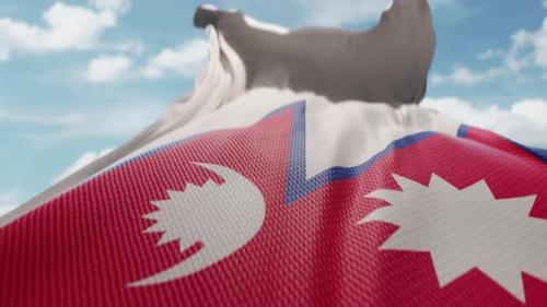 Videohive - Wavy Flag of Nepal Blowing in the Wind in Slow Motion Waving Official Nepalese Flag Team Symbol - 48148565 - 48148565