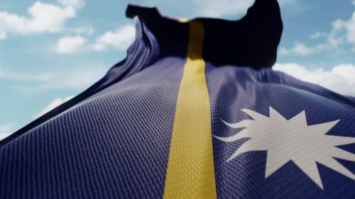 Videohive - Wavy Flag of Nauru Blowing in the Wind in Slow Motion Waving Official Nauru Flag Team Symbol - 48148569 - 48148569