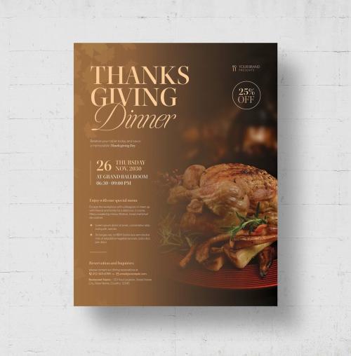 Thanksgiving Dinner Flyer Layout for Autumn and Fall Event 644723975