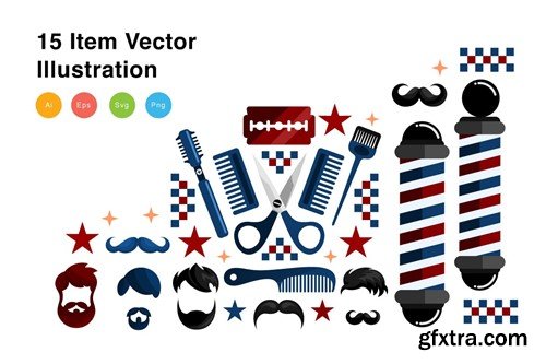 Barber Elements Vector Illustration V3S99VM