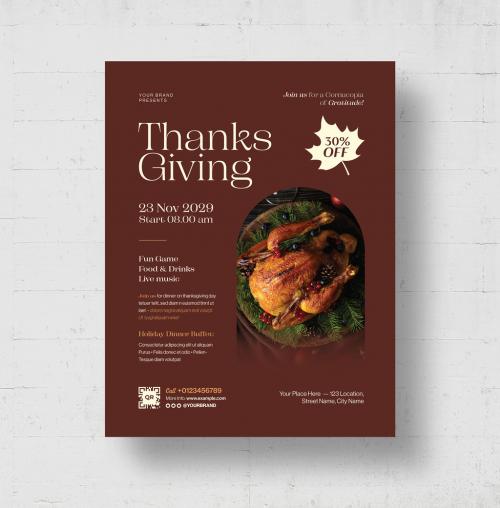 Thanksgiving Dinner Flyer Layout for Autumn Fall Event and Harvest Festival 644712730