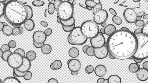 Videohive - Falling Grey Clocks Technology Background, Loop, on Alpha Channel - 48107800 - 48107800