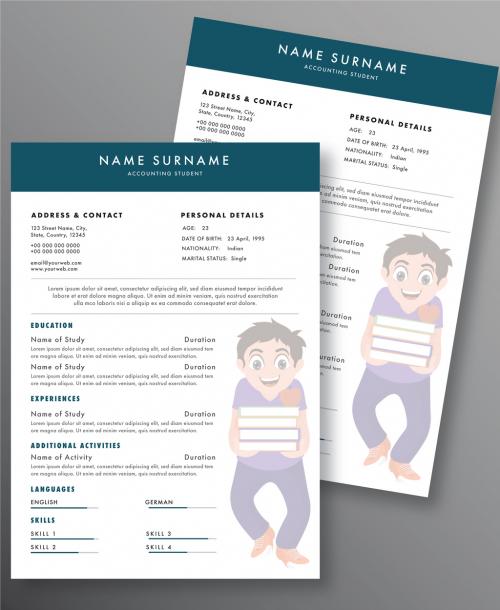 White Resume Template Layout For Accounting Students. 644482880