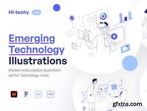 Hi-Techy - Emerging Technology Illustration Set Ui8.net