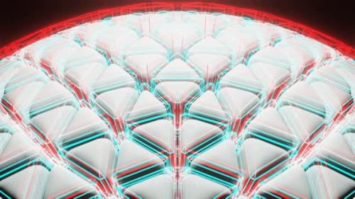 Videohive - White And Red And Cyan Sci-Fi Neon Glowing Ball Background Vj Loop In 4K - 48225550 - 48225550