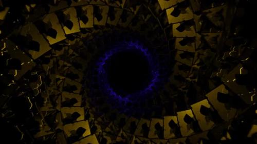 Videohive - Yellow And Purple Spiral Cubic Tunnel Background Vj Loop In HD - 48225558 - 48225558