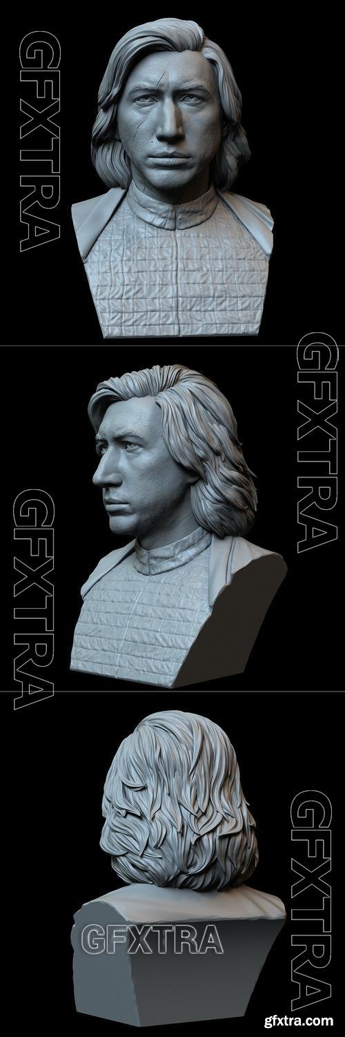 Kylo Ren aka Ben Solo (Adam Driver) from Star Wars Bust &ndash; 3D Print Model