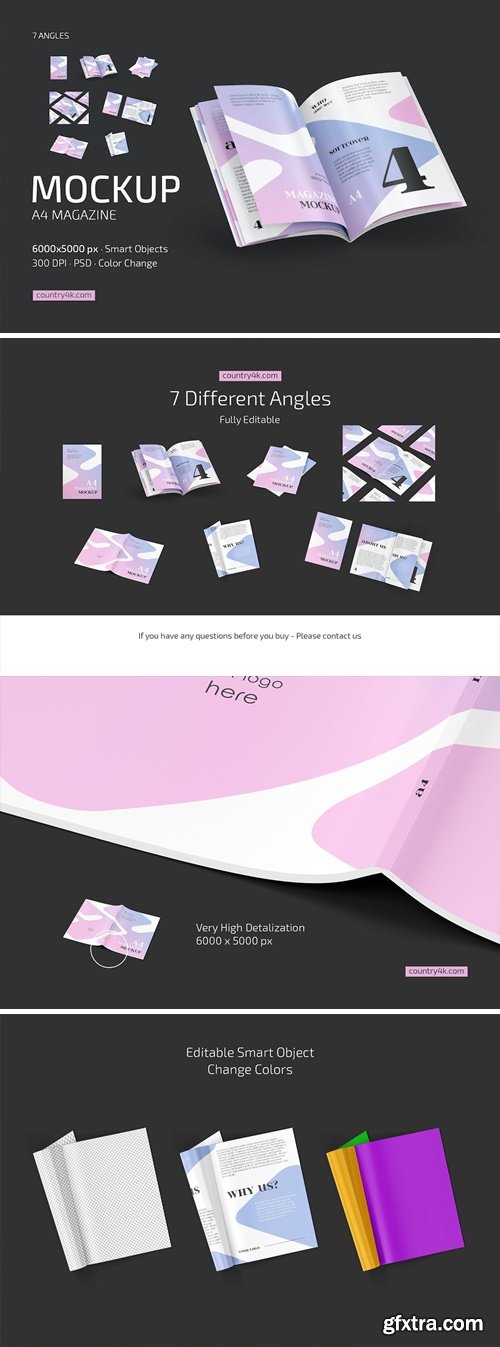 A4 Magazine Mockup Set U47ZWSJ A4 Magazine Mockup Set U47ZWSJ