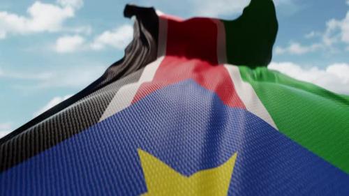 Videohive - Wavy Flag of South Sudan Blowing in the Wind in Slow Motion Waving Official South Sudan Flag Team - 48234626 - 48234626